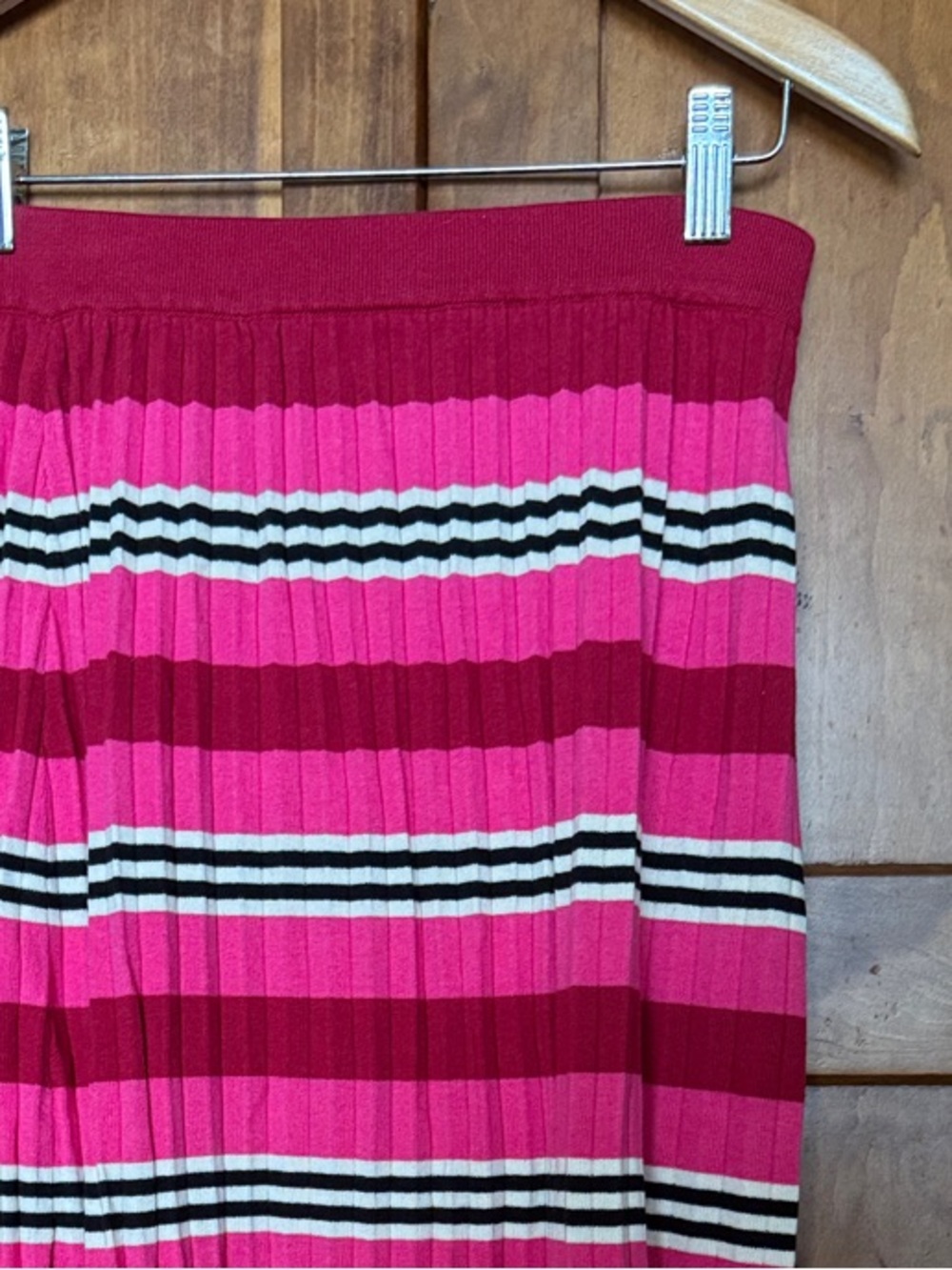 Dolan Anthropologie Women's Pink Striped Knit Midi Skirt